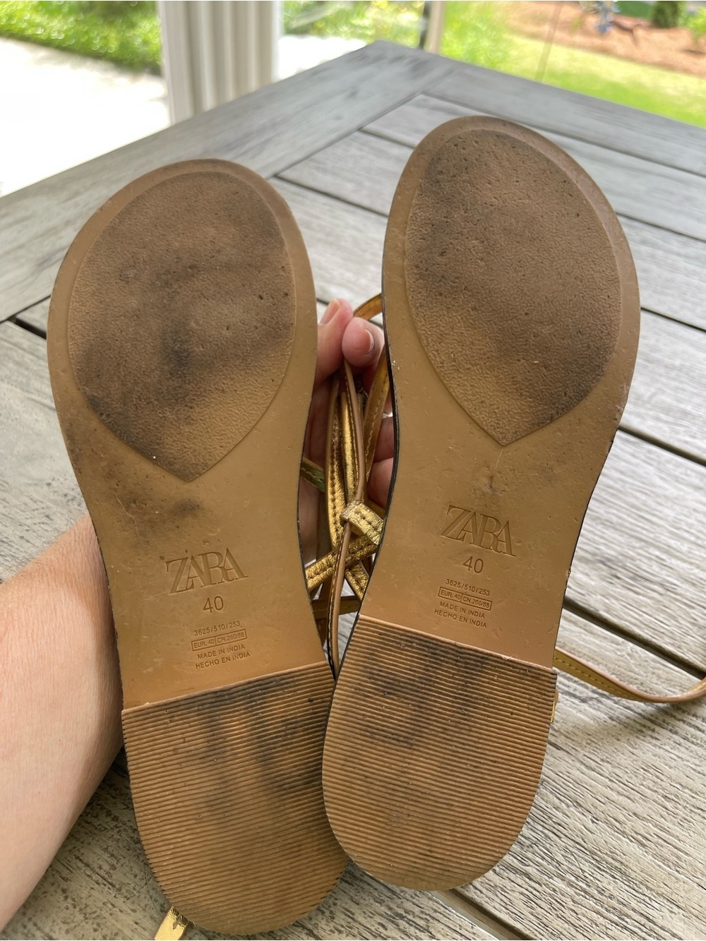 Zara Gold Leather Strappy Women's Sandals Size 10 US 40 EU - Picture 5 of 5